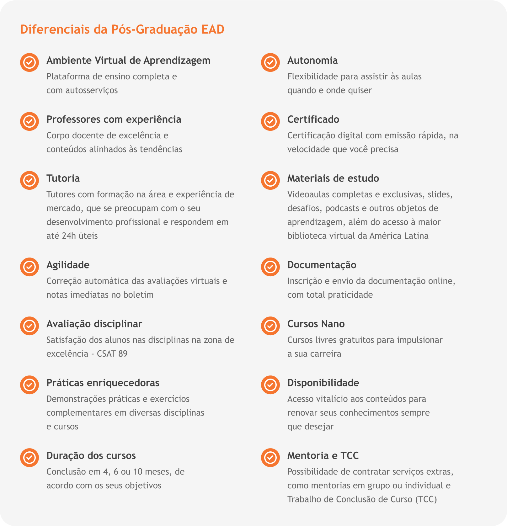 Diferenciais dos cursos EAD, versão desktop