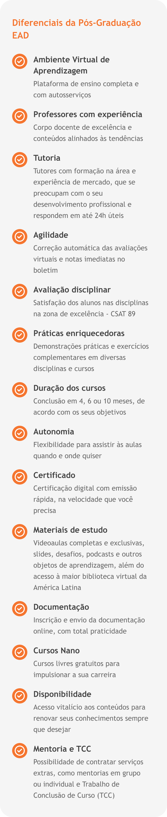 Diferenciais dos cursos EAD, versão mobile